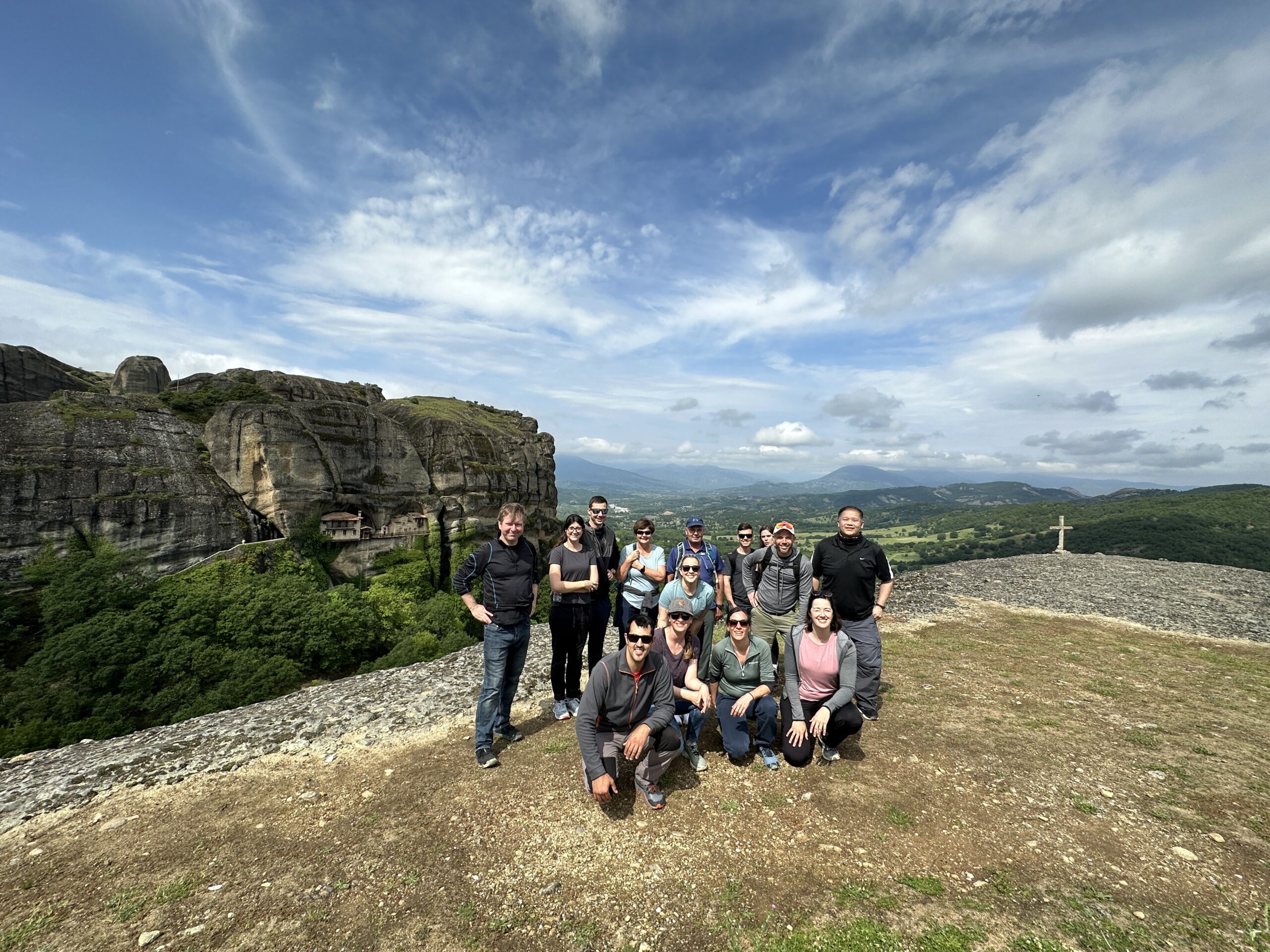 photo of a hiking group overlooking Meteora